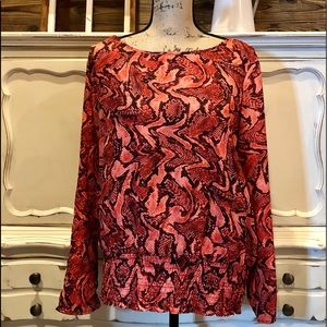 Michael Kors Hot Coral Snake Print Top NWT